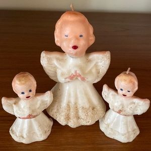 VTG Christmas Angel Candles Set of 3